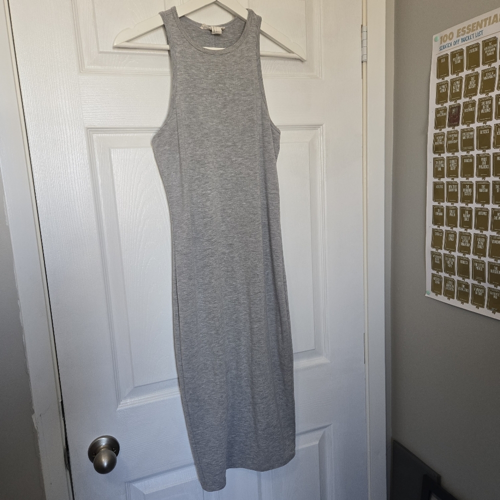 Forever 21 Gray Halter Sheath Midi Dress